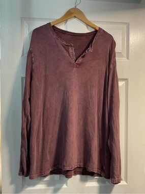 Lucky Brand Long-Sleeve Henley in Faded Plum XL